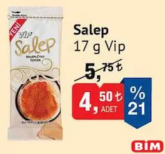 VİP SALEP 17 G fiyat ve kampanya bilgisi